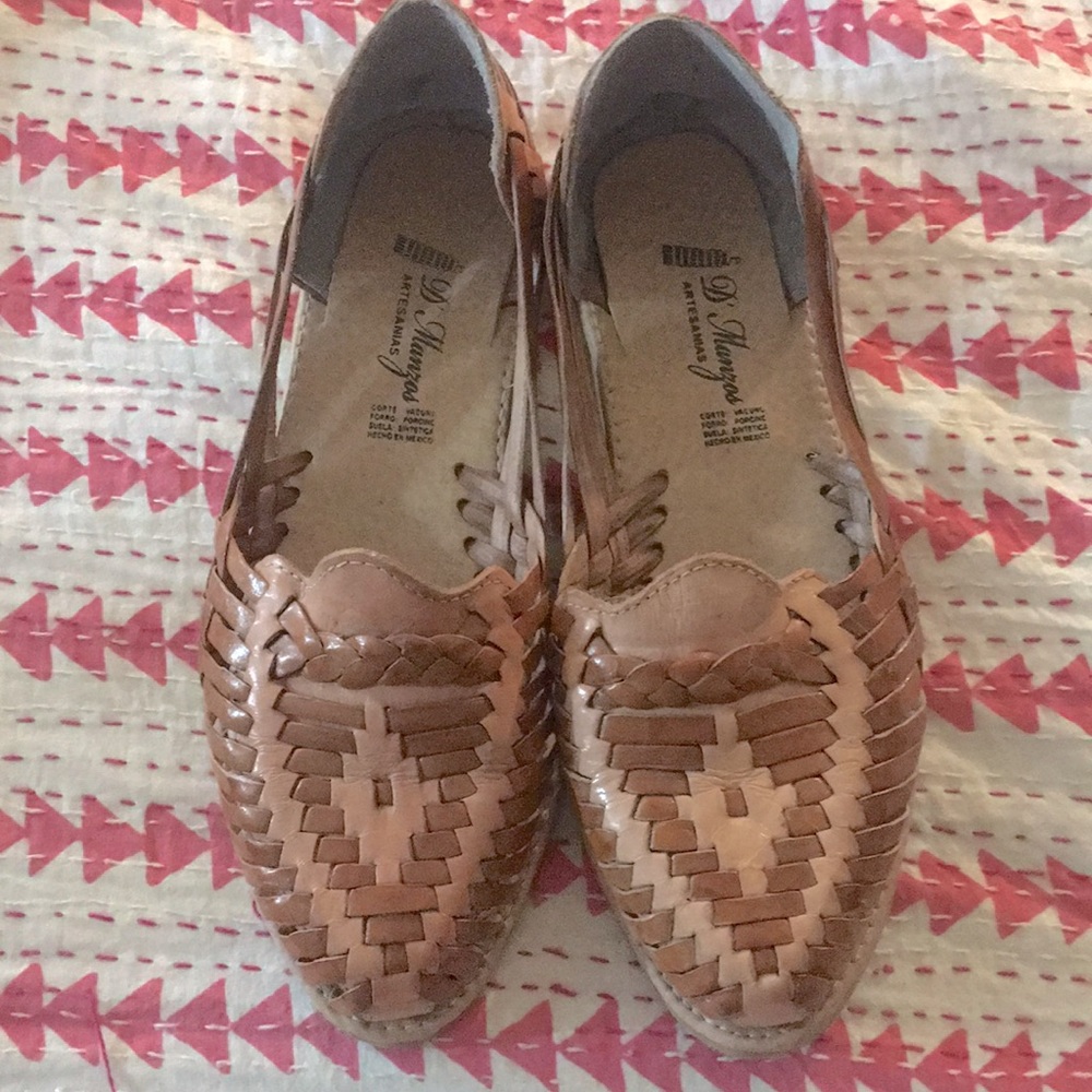 Artesanias Woven Flat Leather Sandals